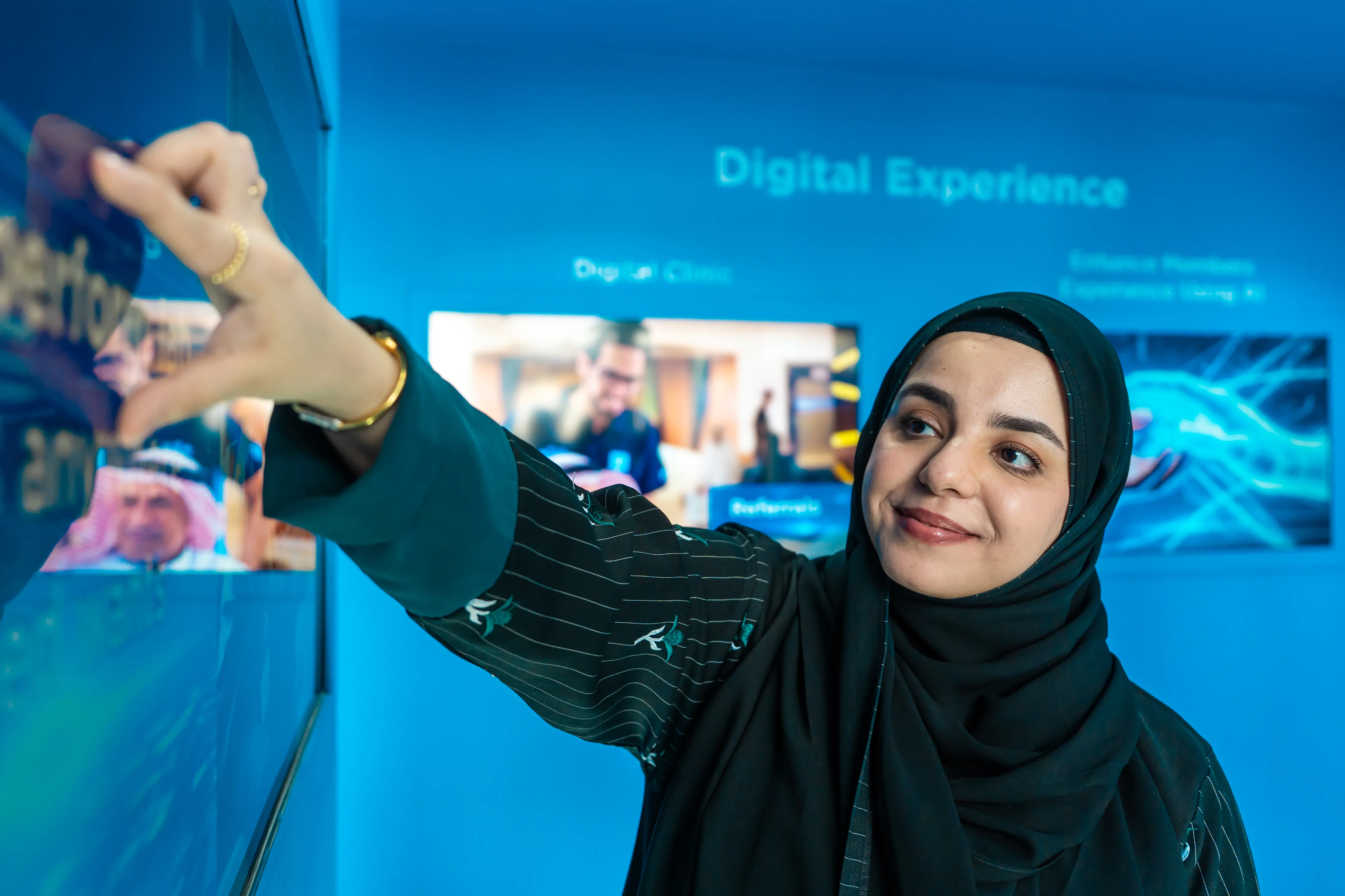Lady using interactive screen